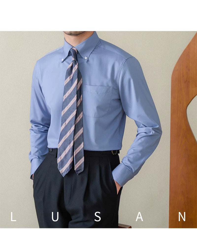 Business Non-ironing Long-sleeved Shirt British All-match Slim-fit Workplace Three-proof Skin-friendly Breathable Shirt Trendy