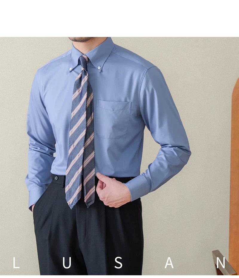 Business Non-ironing Long-sleeved Shirt British All-match Slim-fit Workplace Three-proof Skin-friendly Breathable Shirt Trendy