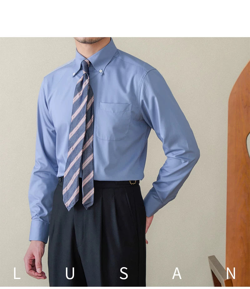 Business Non-ironing Long-sleeved Shirt British All-match Slim-fit Workplace Three-proof Skin-friendly Breathable Shirt Trendy