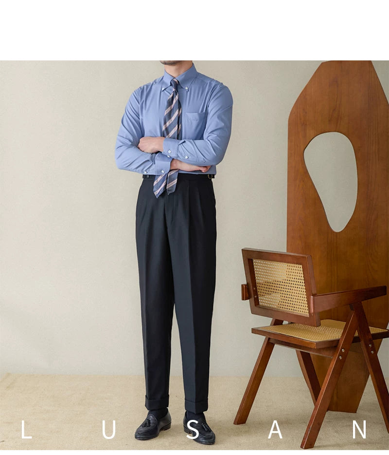 Business Non-ironing Long-sleeved Shirt British All-match Slim-fit Workplace Three-proof Skin-friendly Breathable Shirt Trendy