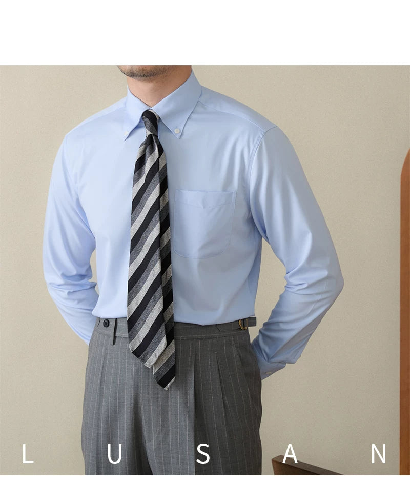 Business Non-ironing Long-sleeved Shirt British All-match Slim-fit Workplace Three-proof Skin-friendly Breathable Shirt Trendy