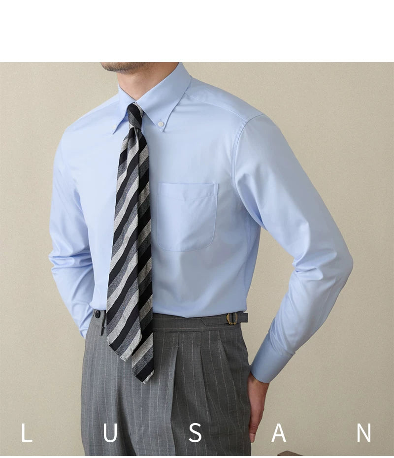 Business Non-ironing Long-sleeved Shirt British All-match Slim-fit Workplace Three-proof Skin-friendly Breathable Shirt Trendy