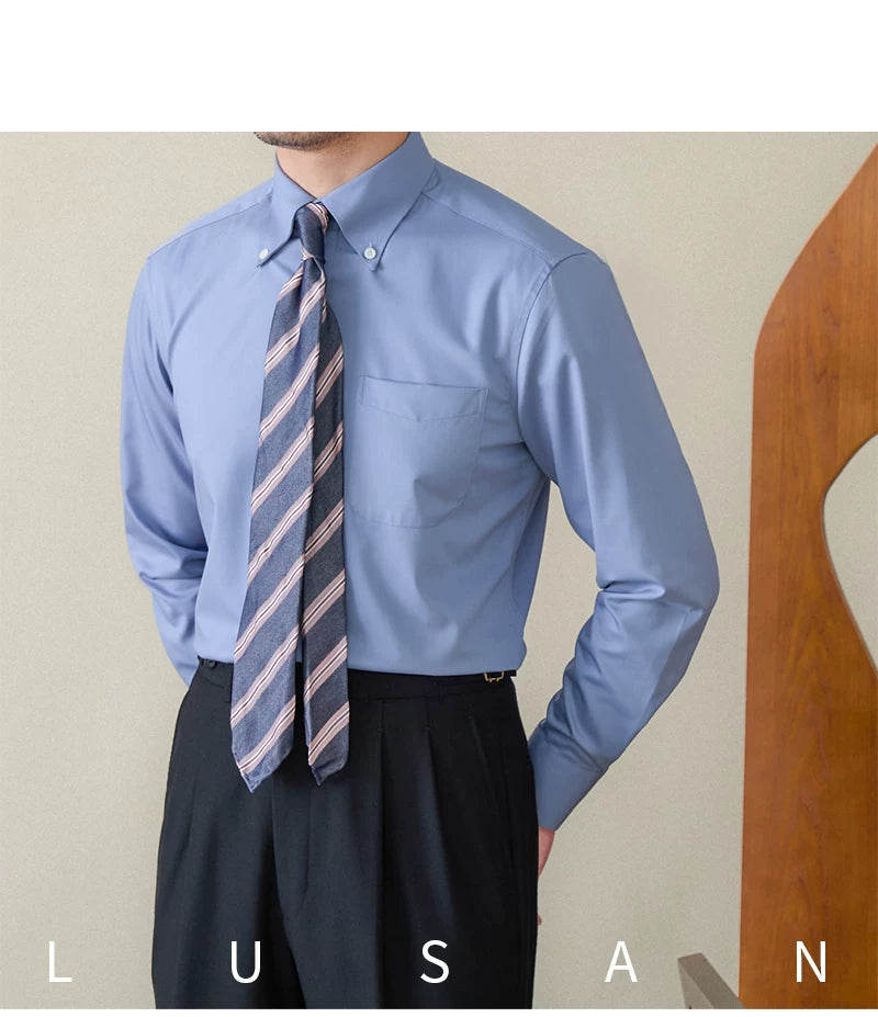 Business Non-ironing Long-sleeved Shirt British All-match Slim-fit Workplace Three-proof Skin-friendly Breathable Shirt Trendy