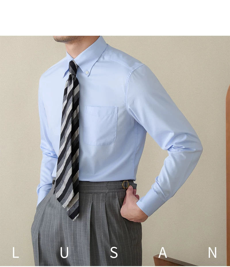 Business Non-ironing Long-sleeved Shirt British All-match Slim-fit Workplace Three-proof Skin-friendly Breathable Shirt Trendy