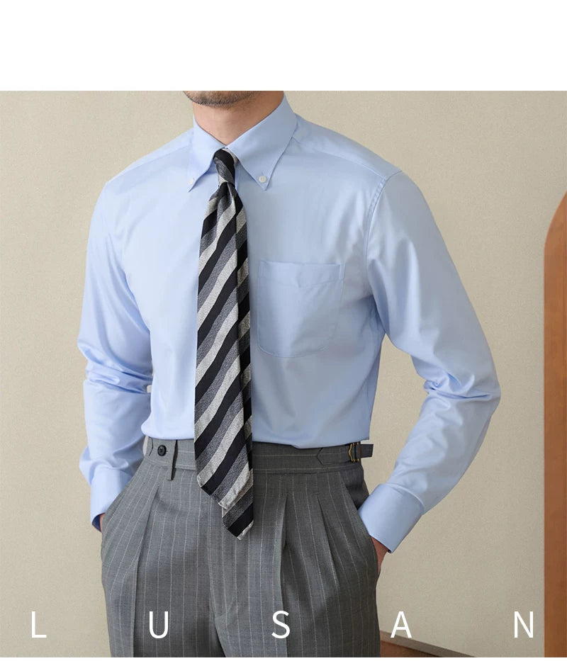 Business Non-ironing Long-sleeved Shirt British All-match Slim-fit Workplace Three-proof Skin-friendly Breathable Shirt Trendy