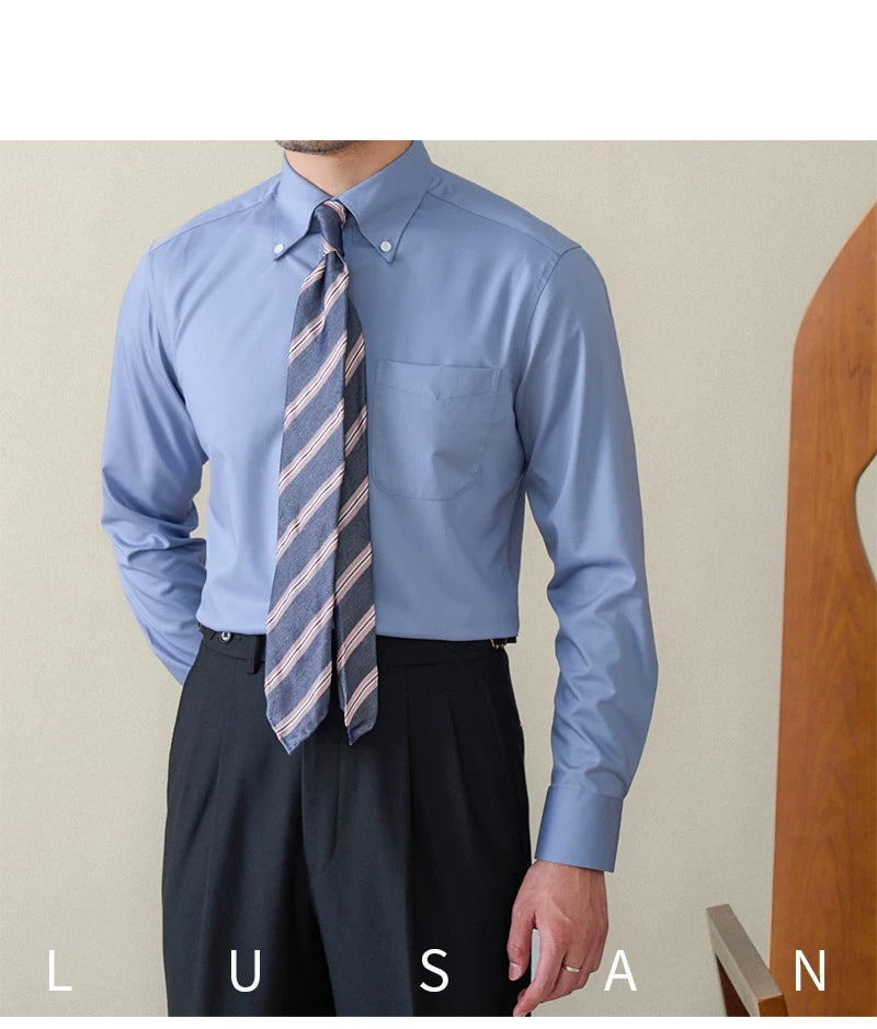 Business Non-ironing Long-sleeved Shirt British All-match Slim-fit Workplace Three-proof Skin-friendly Breathable Shirt Trendy