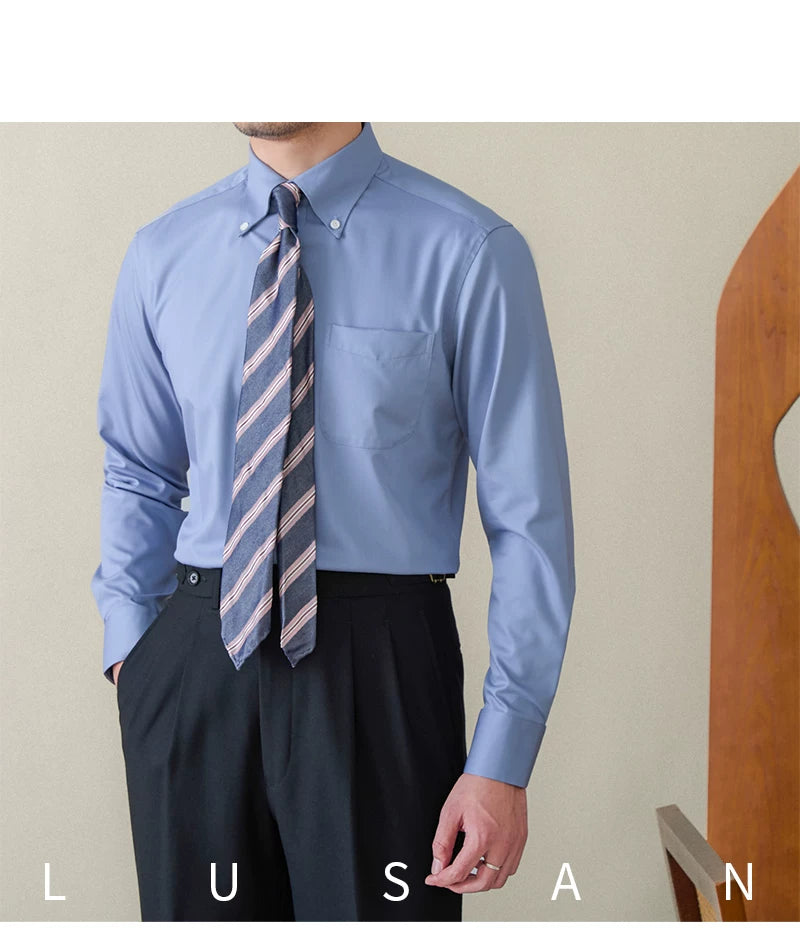 Business Non-ironing Long-sleeved Shirt British All-match Slim-fit Workplace Three-proof Skin-friendly Breathable Shirt Trendy