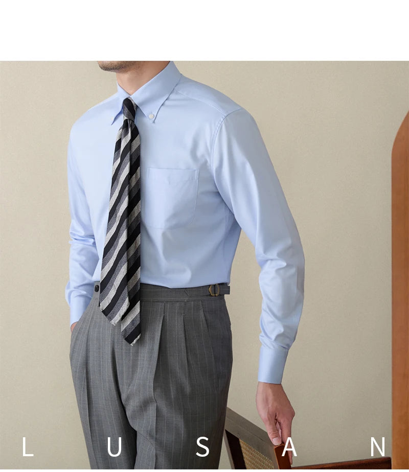 Business Non-ironing Long-sleeved Shirt British All-match Slim-fit Workplace Three-proof Skin-friendly Breathable Shirt Trendy