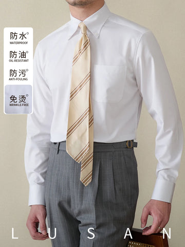 Business Non-ironing Long-sleeved Shirt British All-match Slim-fit Workplace Three-proof Skin-friendly Breathable Shirt Trendy