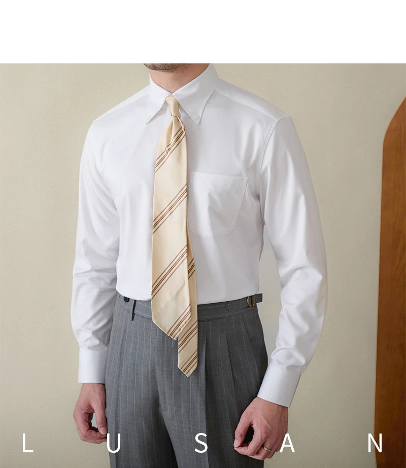 Business Non-ironing Long-sleeved Shirt British All-match Slim-fit Workplace Three-proof Skin-friendly Breathable Shirt Trendy