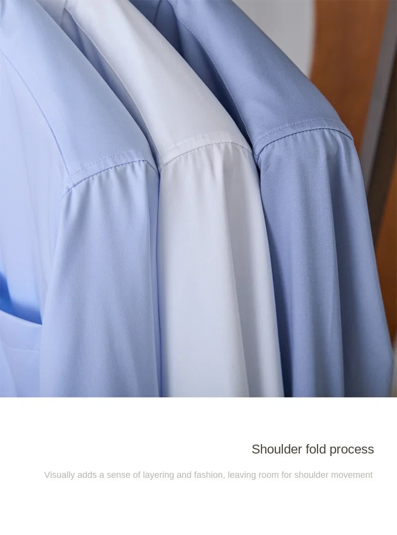 Business Non-ironing Long-sleeved Shirt British All-match Slim-fit Workplace Three-proof Skin-friendly Breathable Shirt Trendy