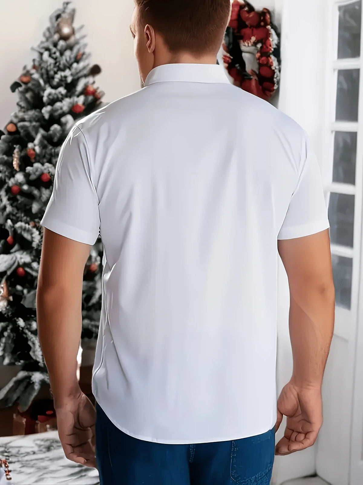 Men's short-sleeved shirts, suitable for business occasions, bridesmaid dresses, professional attire, uniforms, ID photos, etc.