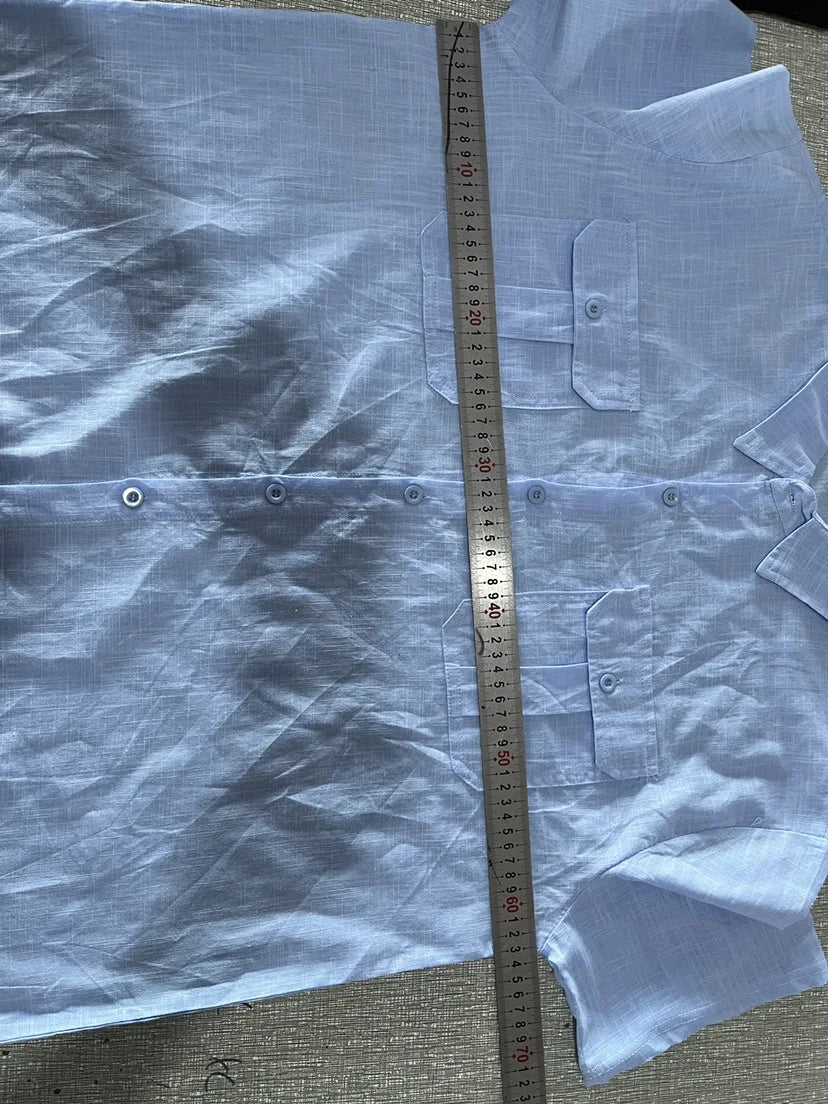 Shirts for Men Handmade Shirt Man Double Pocket Shirt Short Sleeve Men Shirt Linen Shirts for Men Men Cotton Shirt Short Sleeve