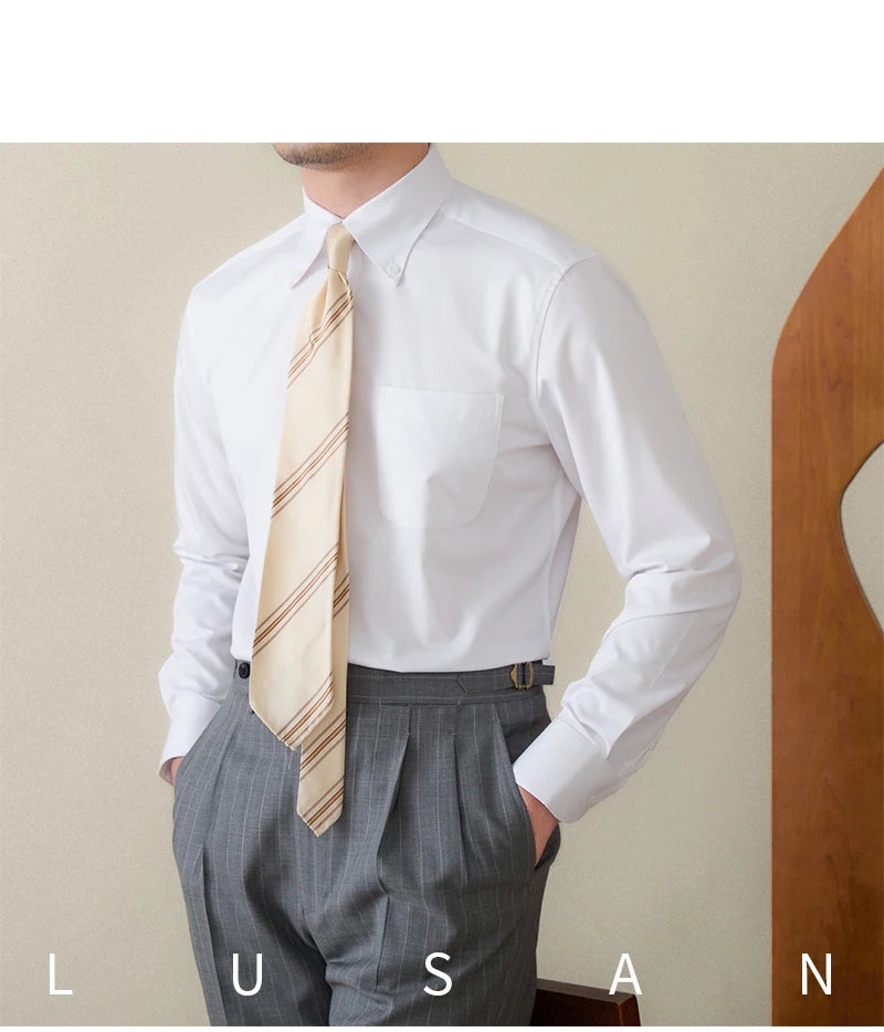 Business Non-ironing Long-sleeved Shirt British All-match Slim-fit Workplace Three-proof Skin-friendly Breathable Shirt Trendy