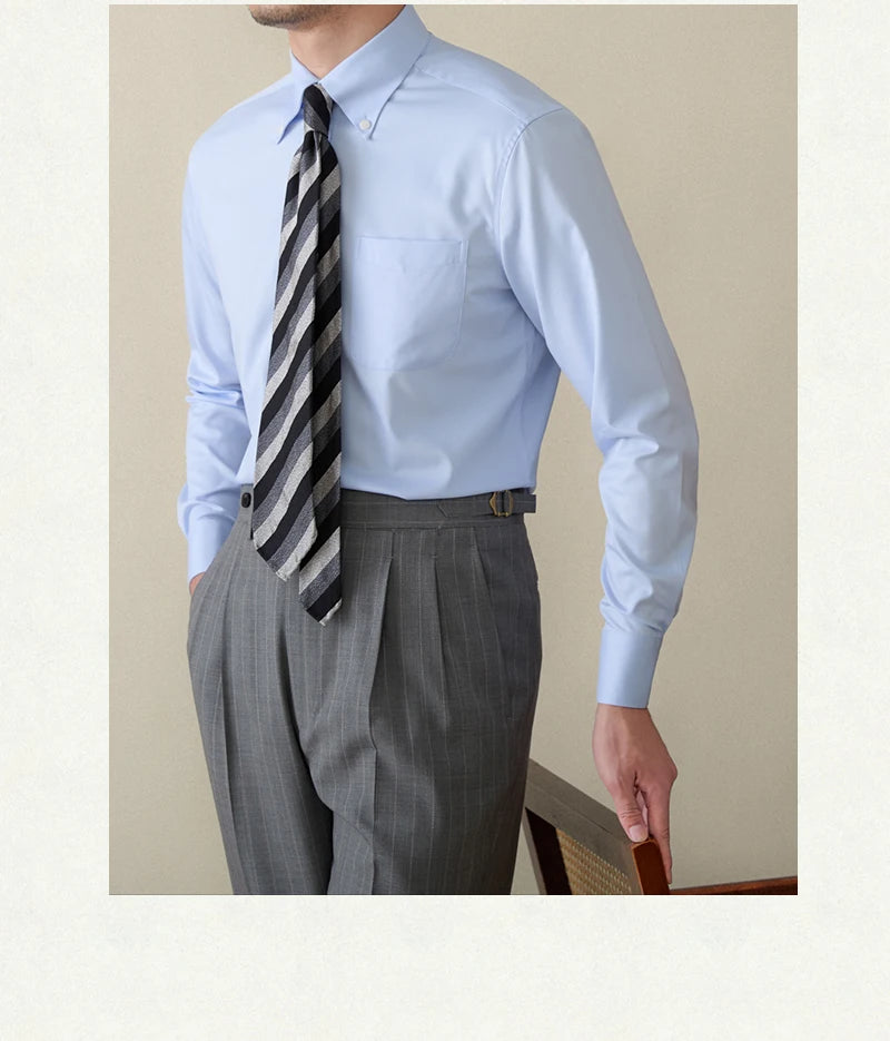 Business Non-ironing Long-sleeved Shirt British All-match Slim-fit Workplace Three-proof Skin-friendly Breathable Shirt Trendy