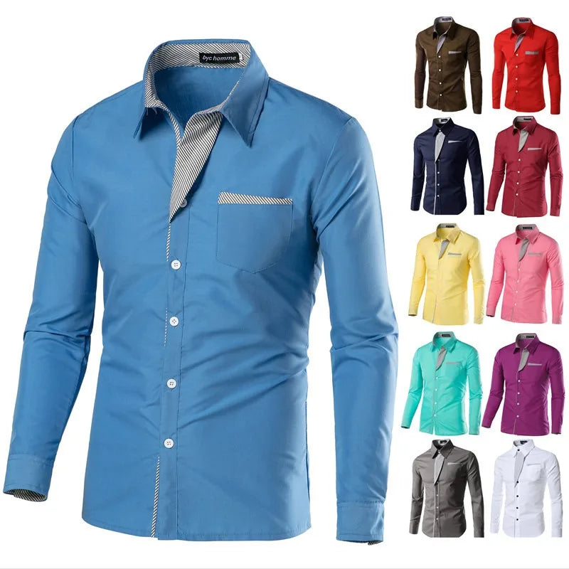 White Striped Shirts Mens 2025 Long Sleeved Business Slim Fit Male Shirt Black Social Clothes Camisa Masculina Vetement Homme