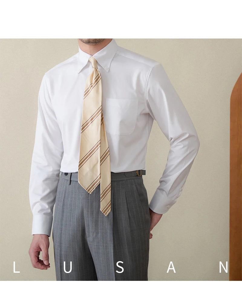 Business Non-ironing Long-sleeved Shirt British All-match Slim-fit Workplace Three-proof Skin-friendly Breathable Shirt Trendy