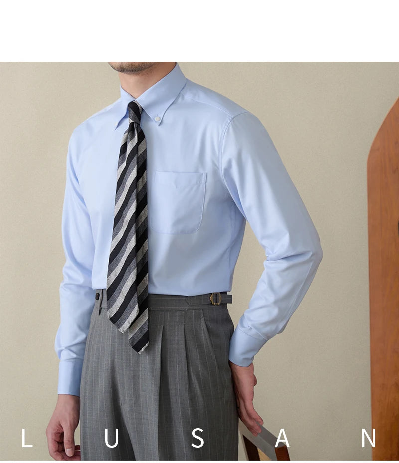 Business Non-ironing Long-sleeved Shirt British All-match Slim-fit Workplace Three-proof Skin-friendly Breathable Shirt Trendy