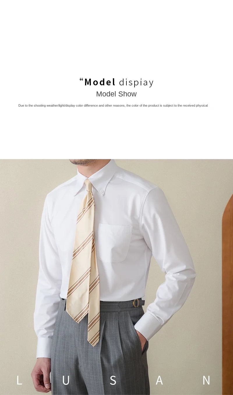 Business Non-ironing Long-sleeved Shirt British All-match Slim-fit Workplace Three-proof Skin-friendly Breathable Shirt Trendy