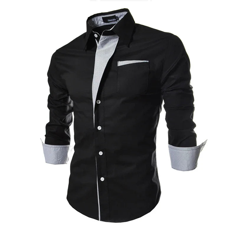 White Striped Shirts Mens 2025 Long Sleeved Business Slim Fit Male Shirt Black Social Clothes Camisa Masculina Vetement Homme