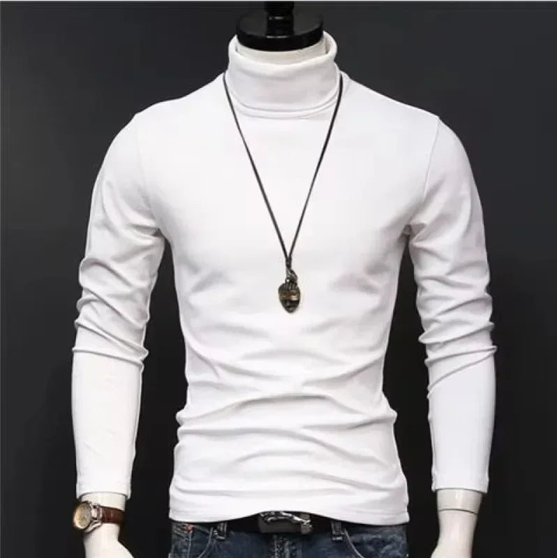 Men's Original Shirts Fall/Winter T-Shirt Fashionable Inner Wear for Men Slim Fit Turtleneck Shirt Solid Black Long Sleeve Shirt