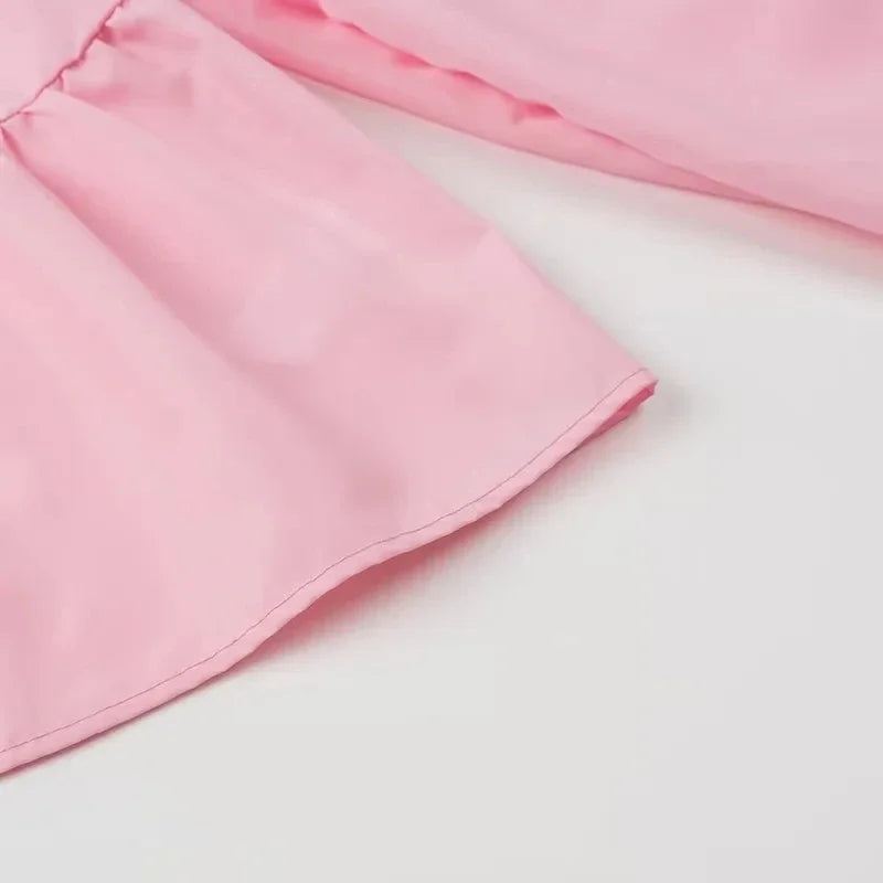 HH Shirts For Women Elegant Front Bow Tie Solid Blouse Puff Sleeve Spring Summer Casual Beach Vacation Streetwear Party Top