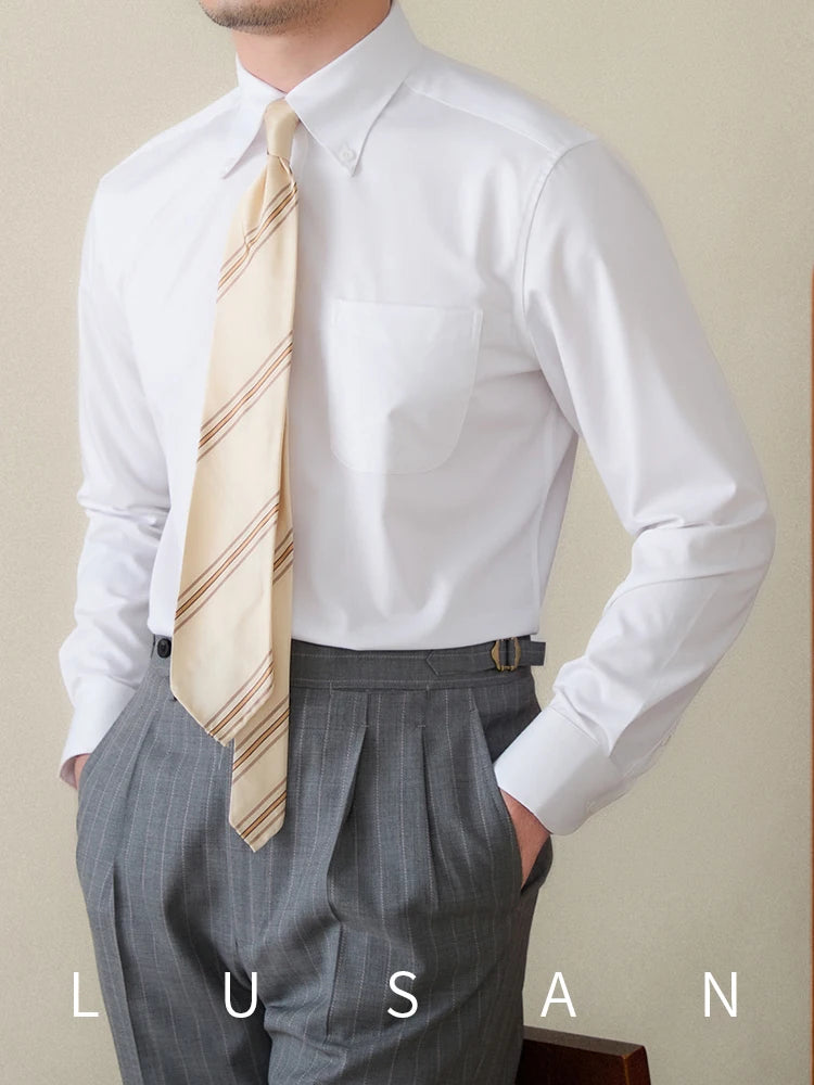 Business Non-ironing Long-sleeved Shirt British All-match Slim-fit Workplace Three-proof Skin-friendly Breathable Shirt Trendy