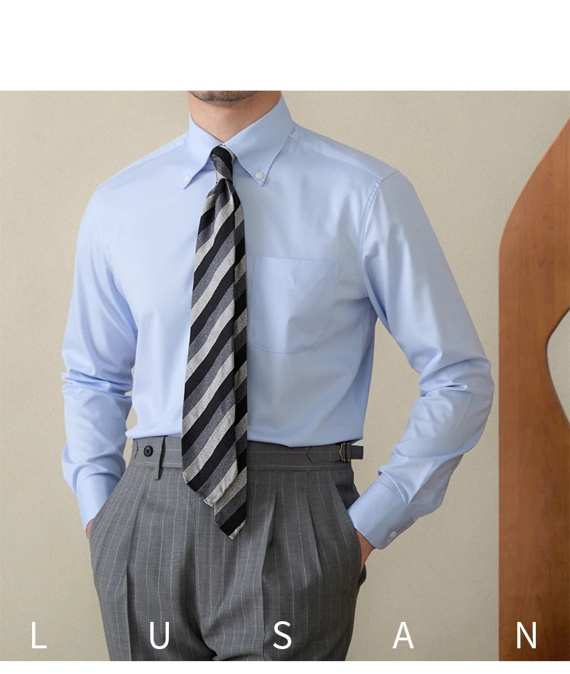 Business Non-ironing Long-sleeved Shirt British All-match Slim-fit Workplace Three-proof Skin-friendly Breathable Shirt Trendy