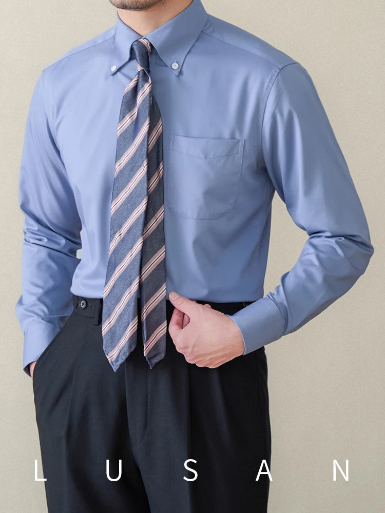 Business Non-ironing Long-sleeved Shirt British All-match Slim-fit Workplace Three-proof Skin-friendly Breathable Shirt Trendy