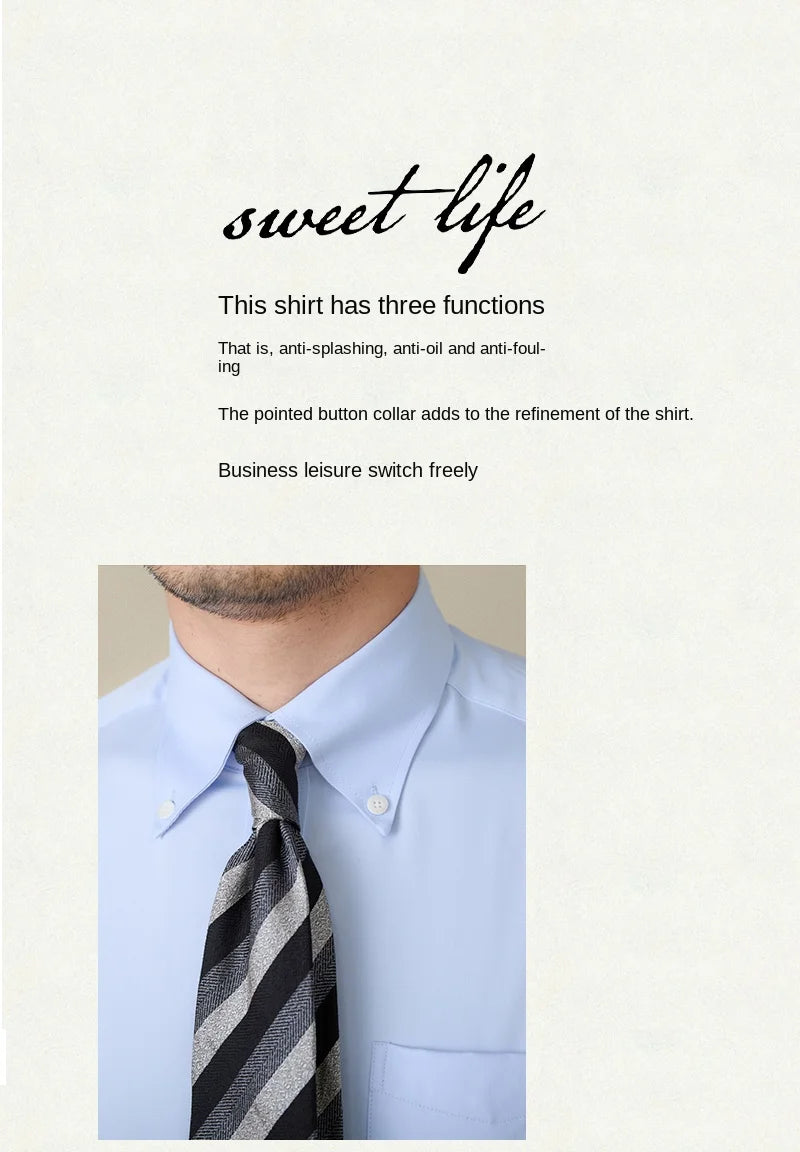 Business Non-ironing Long-sleeved Shirt British All-match Slim-fit Workplace Three-proof Skin-friendly Breathable Shirt Trendy
