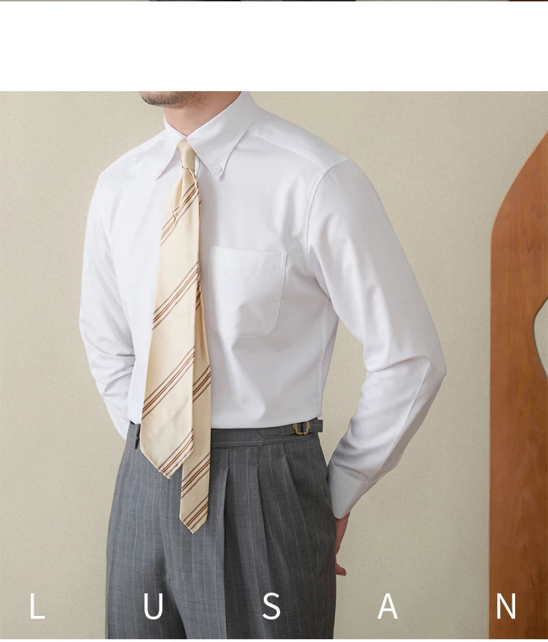 Business Non-ironing Long-sleeved Shirt British All-match Slim-fit Workplace Three-proof Skin-friendly Breathable Shirt Trendy