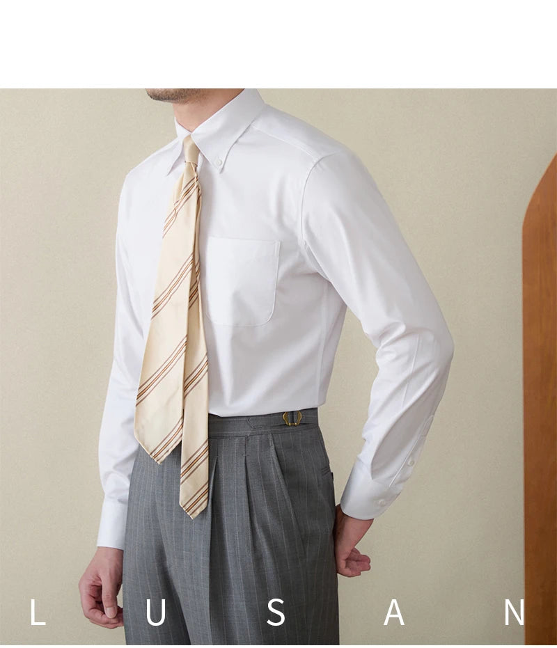 Business Non-ironing Long-sleeved Shirt British All-match Slim-fit Workplace Three-proof Skin-friendly Breathable Shirt Trendy