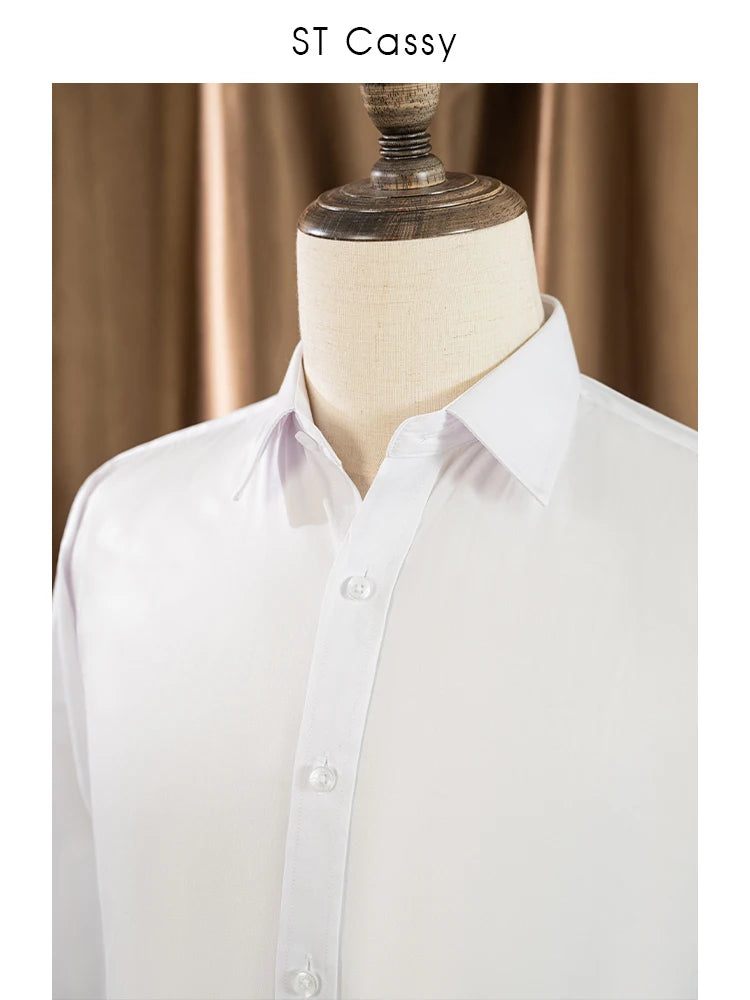 Mens Shirts Long Sleeve Dress Shirts For Slim Fit Camisa Social Business Blouse White Shirt Formal Wedding Suit Groomsman Shirt