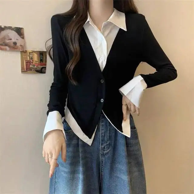 Striped Shirts & Blouses For Women Basic Modern Long Youthful Clothes Cute And Elegant New 2025 Aesthetic Plus Size Woman Top