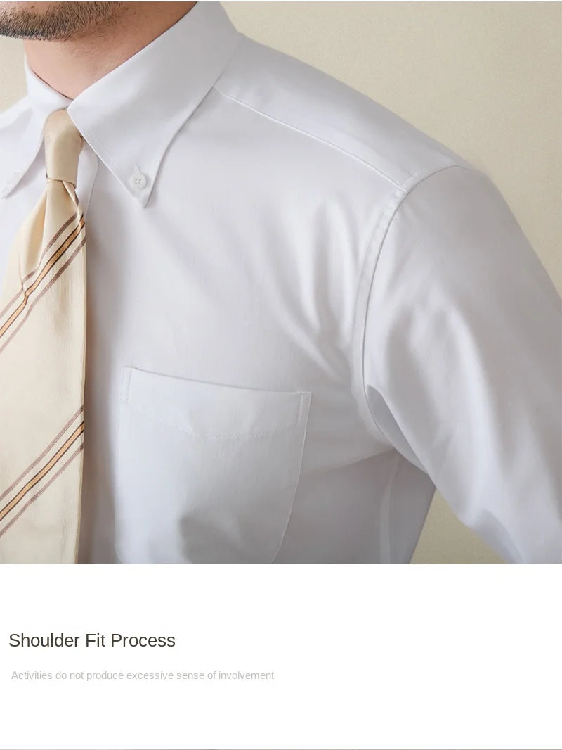 Business Non-ironing Long-sleeved Shirt British All-match Slim-fit Workplace Three-proof Skin-friendly Breathable Shirt Trendy
