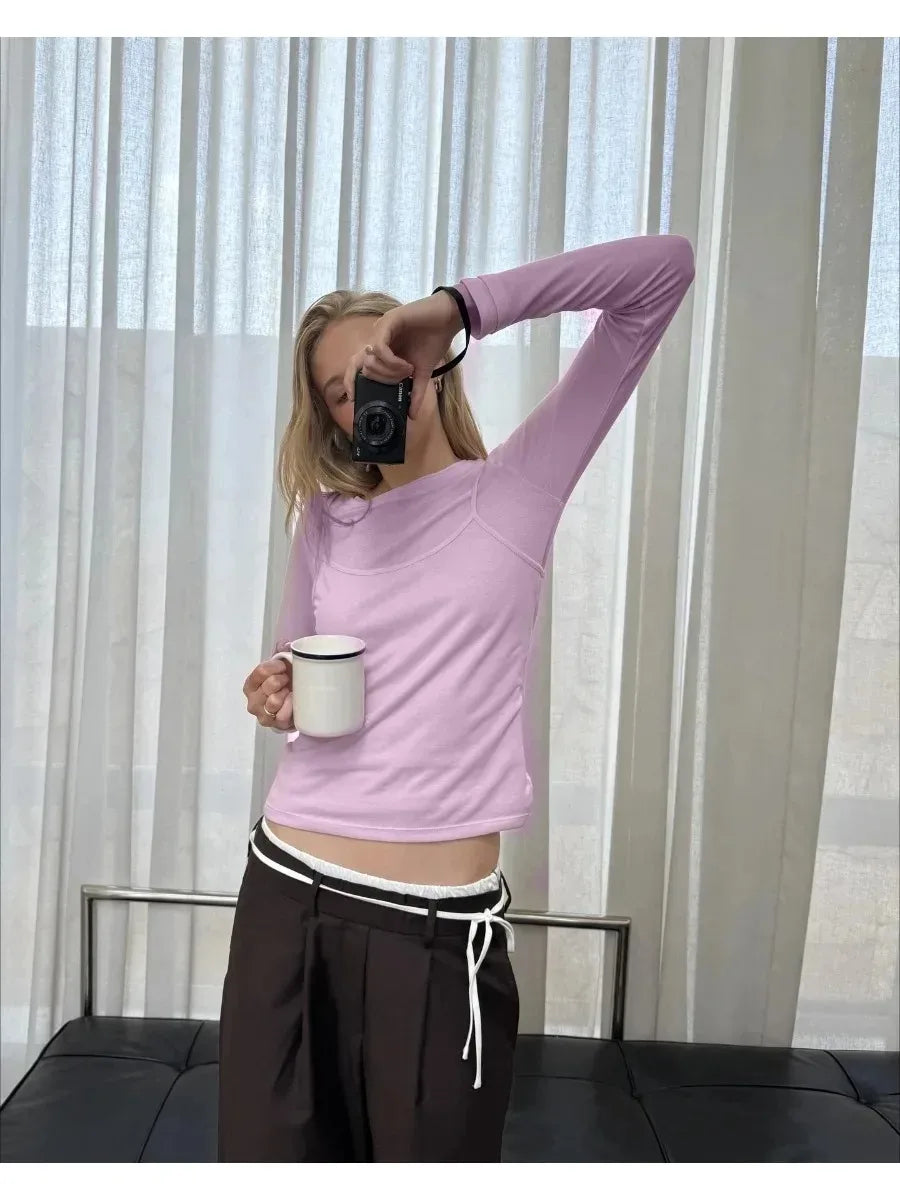 Hirsionsan 2026 New Basic Soft Elegant T Shirts Women Summer Autumn Loose Female Tees Ladies Chic Casual Knitted Soft Woman Tops