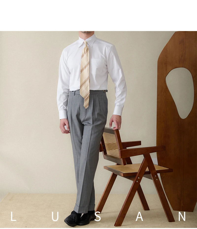 Business Non-ironing Long-sleeved Shirt British All-match Slim-fit Workplace Three-proof Skin-friendly Breathable Shirt Trendy