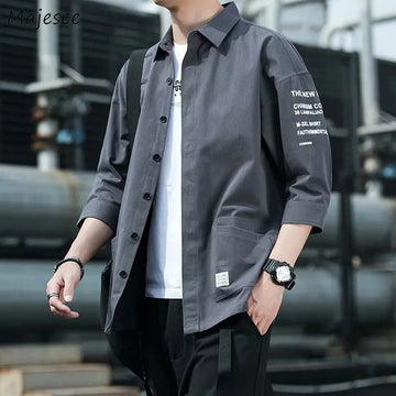 2026 Shirts Men Handsome Fashion Streetwear Design Japanese Harajuku Korean Summer All-match Teens College Unisex Clothes Ins