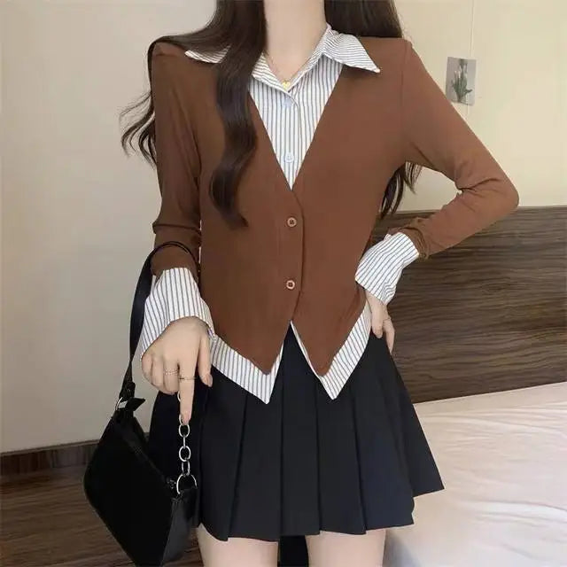 Striped Shirts & Blouses For Women Basic Modern Long Youthful Clothes Cute And Elegant New 2025 Aesthetic Plus Size Woman Top
