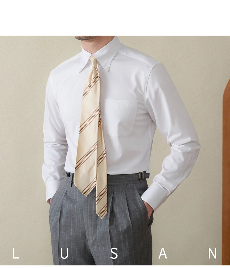 Business Non-ironing Long-sleeved Shirt British All-match Slim-fit Workplace Three-proof Skin-friendly Breathable Shirt Trendy