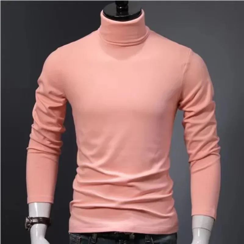 Men's Original Shirts Fall/Winter T-Shirt Fashionable Inner Wear for Men Slim Fit Turtleneck Shirt Solid Black Long Sleeve Shirt
