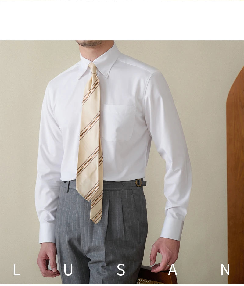Business Non-ironing Long-sleeved Shirt British All-match Slim-fit Workplace Three-proof Skin-friendly Breathable Shirt Trendy