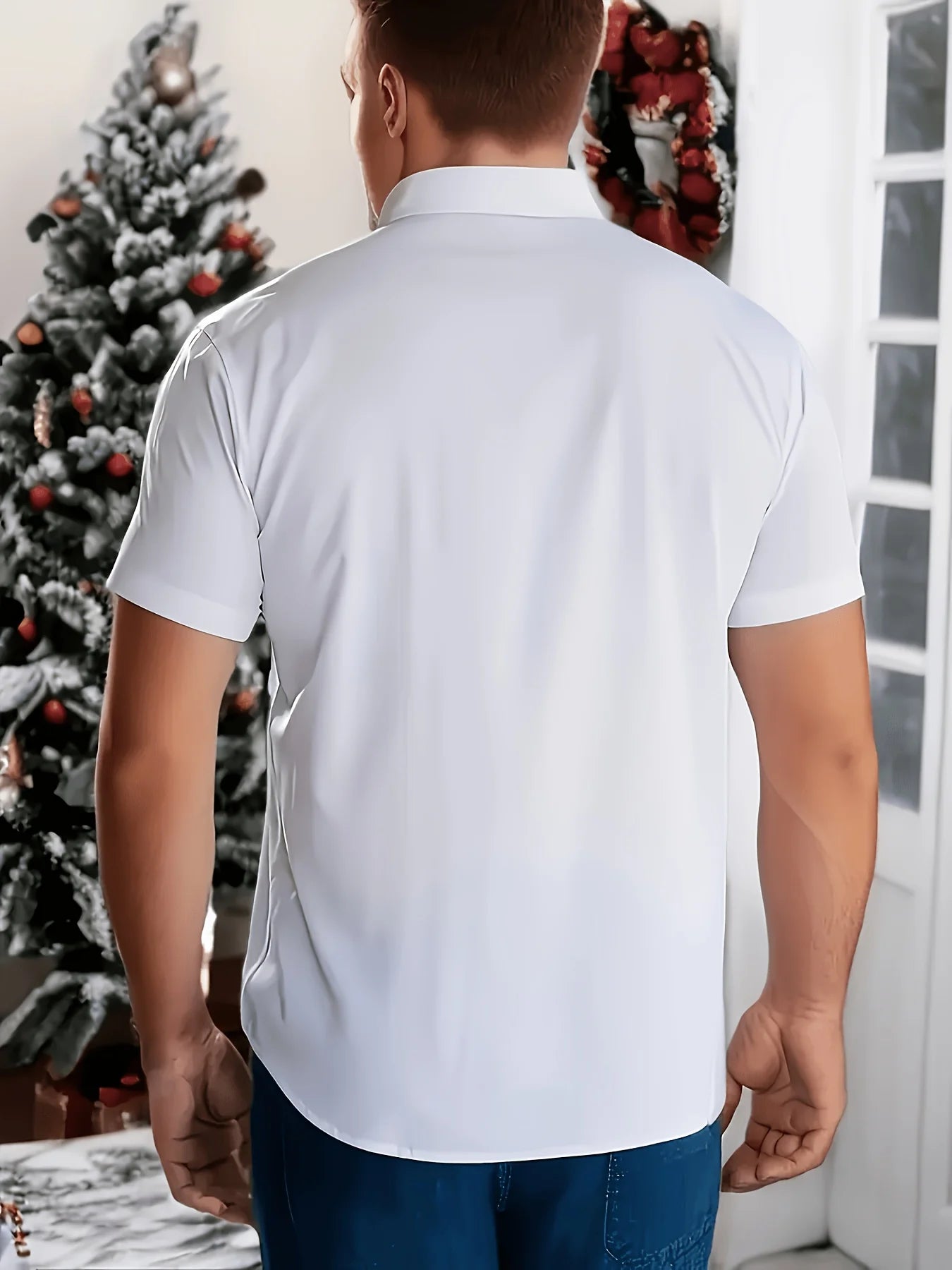 Men's short-sleeved shirts, suitable for business occasions, bridesmaid dresses, professional attire, uniforms, ID photos, etc.
