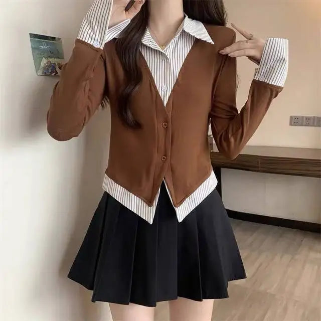 Striped Shirts & Blouses For Women Basic Modern Long Youthful Clothes Cute And Elegant New 2025 Aesthetic Plus Size Woman Top