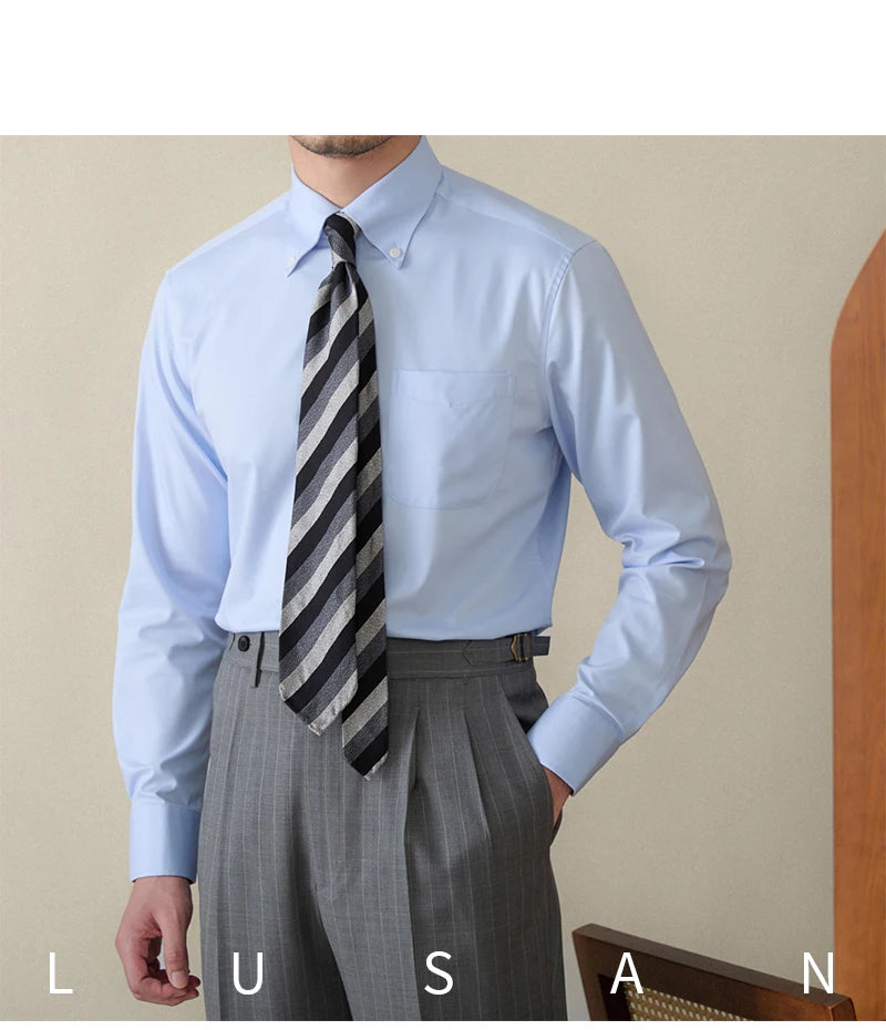 Business Non-ironing Long-sleeved Shirt British All-match Slim-fit Workplace Three-proof Skin-friendly Breathable Shirt Trendy