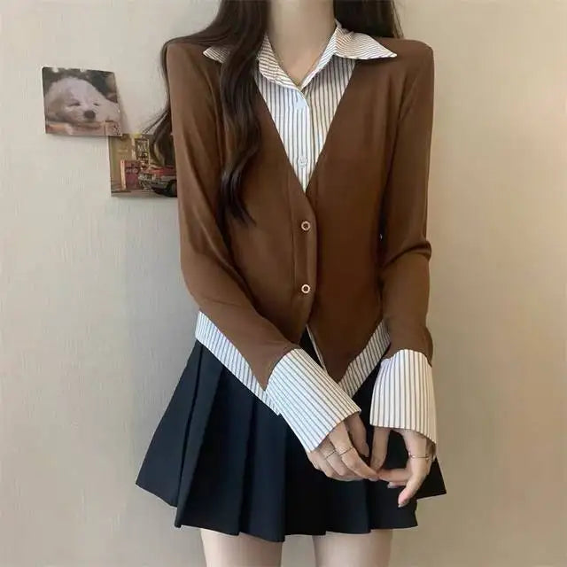 Striped Shirts & Blouses For Women Basic Modern Long Youthful Clothes Cute And Elegant New 2025 Aesthetic Plus Size Woman Top