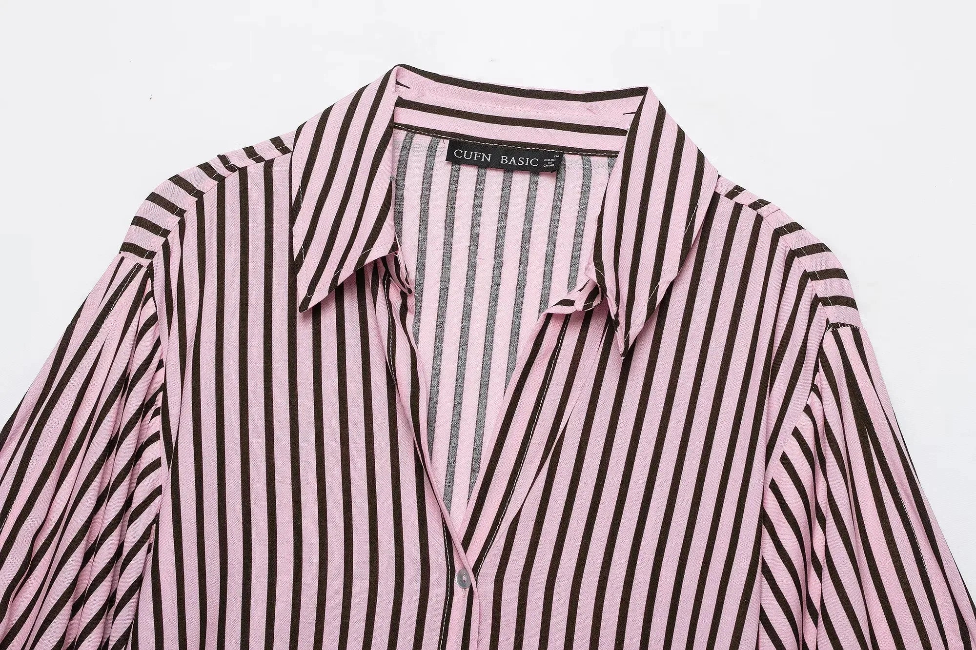 Women Striped Shirts For Women Vintage Elegant Puff Sleeve Summer New High Street Clothes Leisure Single-breasted Lapel Blouse