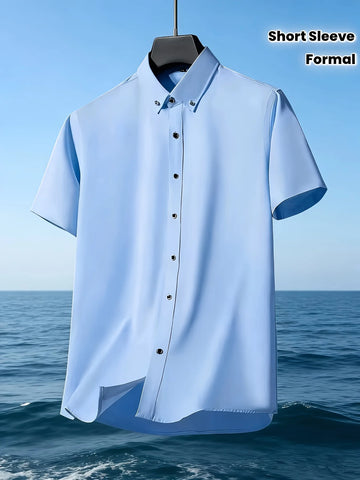Men's short-sleeved shirts, suitable for business occasions, bridesmaid dresses, professional attire, uniforms, ID photos, etc.