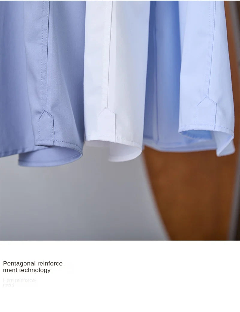 Business Non-ironing Long-sleeved Shirt British All-match Slim-fit Workplace Three-proof Skin-friendly Breathable Shirt Trendy