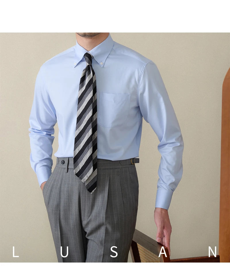 Business Non-ironing Long-sleeved Shirt British All-match Slim-fit Workplace Three-proof Skin-friendly Breathable Shirt Trendy